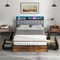 Twin/Full/Queen Bed Frame with LED Lights Upholstered Headboard and 4 Storage Drawers-Twin size